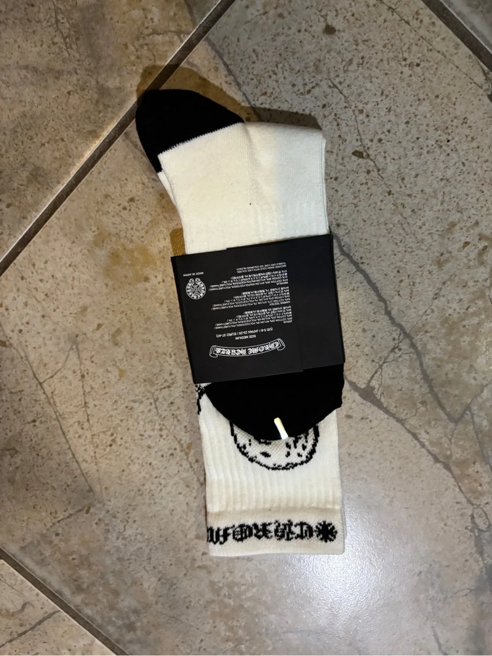 Chrome Hearts Foti White and Black Skull Crew Socks